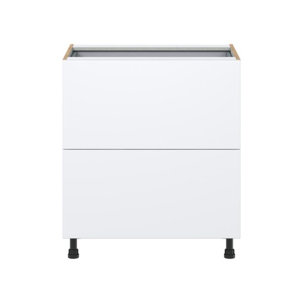 Lily Bright White  Slab Assembled Base Cabinet with 2 Drawers and 1 Inner Drawer (30 in. W x 34.5 in. H x 24 in. D)