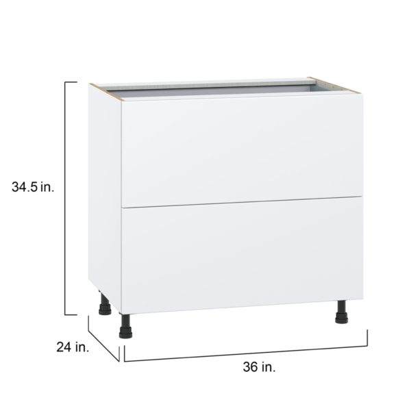 Lily Bright White  Slab Assembled Base Cabinet with 2 Drawers and 1 Inner Drawer (36 in. W x 34.5 in. H x 24 in. D)