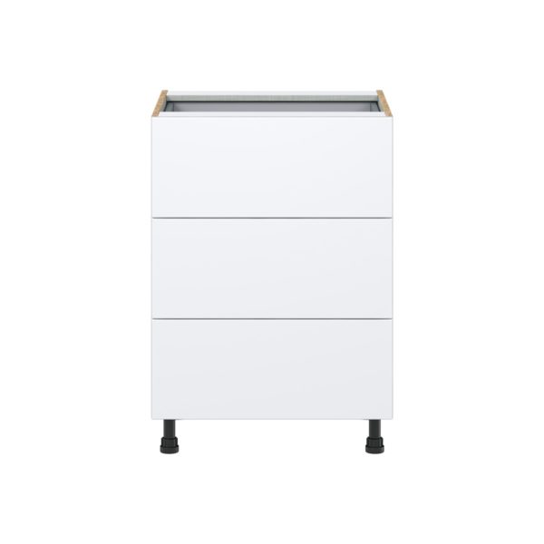 Lily Bright White  Slab Assembled Base Cabinet with Three 10 in. Drawers and 1 Inner Drawer (24 in. W x 34.5 in. H x 24 in. D)