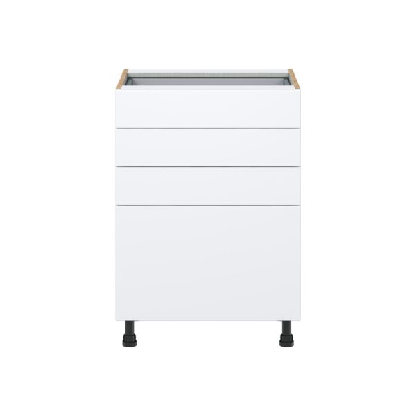 Lily Bright White  Slab Assembled Base Cabinet with 4 Drawers (24 in. W x 34.5 in. H x 24 in. D)