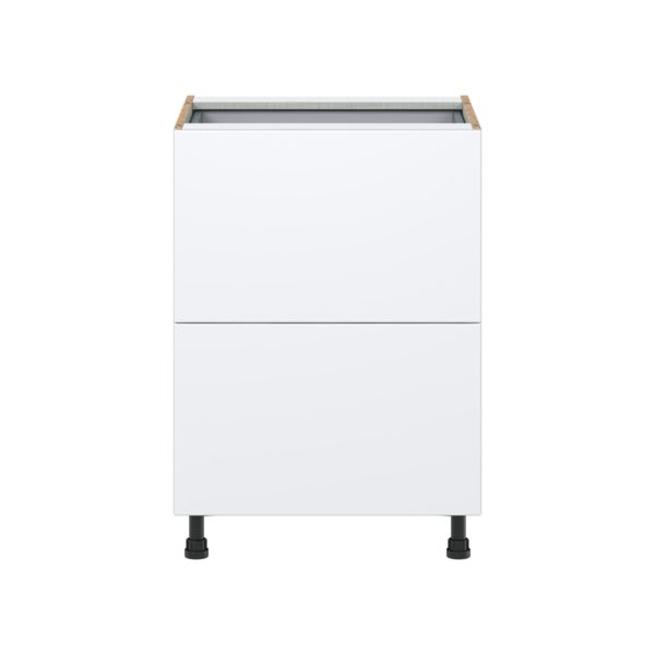 Lily Bright White  Slab Assembled Base Cabinet with 2 Drawers and 1 Inner Drawer (24 in. W x 34.5 in. H x 24 in. D)