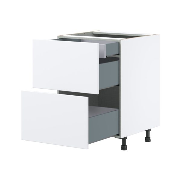 Lily Bright White  Slab Assembled Base Cabinet with 2 Drawers and 1 Inner Drawer (24 in. W x 34.5 in. H x 24 in. D)