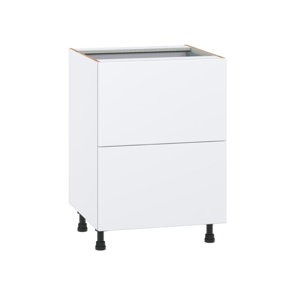 Lily Bright White  Slab Assembled Base Cabinet with 2 Drawers and 1 Inner Drawer (24 in. W x 34.5 in. H x 24 in. D)