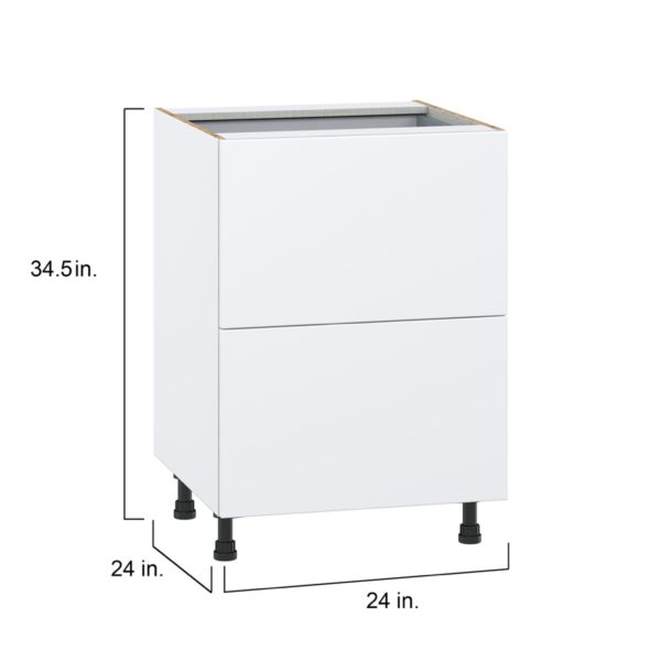 Lily Bright White  Slab Assembled Base Cabinet with 2 Drawers and 1 Inner Drawer (24 in. W x 34.5 in. H x 24 in. D)