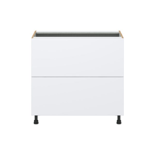 Lily Bright White  Slab Assembled  Cooktop Base Cabinet with 2 Drawers and a Inner Drawer (36 in. W x 34.5 in. H x 24 in. D)