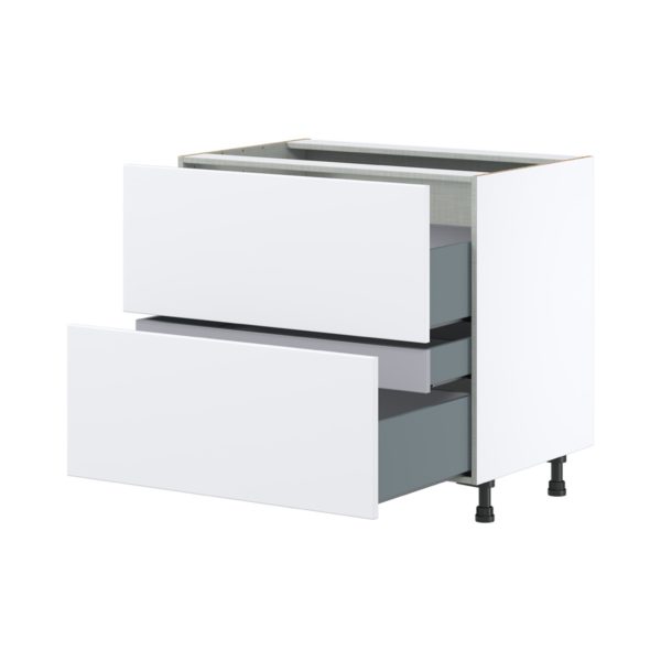 Lily Bright White  Slab Assembled  Cooktop Base Cabinet with 2 Drawers and a Inner Drawer (36 in. W x 34.5 in. H x 24 in. D)