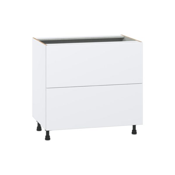 Lily Bright White  Slab Assembled  Cooktop Base Cabinet with 2 Drawers and a Inner Drawer (36 in. W x 34.5 in. H x 24 in. D)