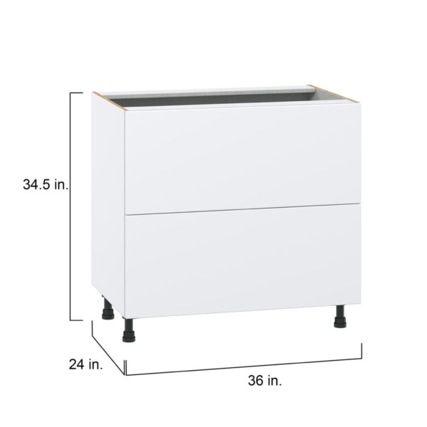 Lily Bright White  Slab Assembled  Cooktop Base Cabinet with 2 Drawers and a Inner Drawer (36 in. W x 34.5 in. H x 24 in. D)