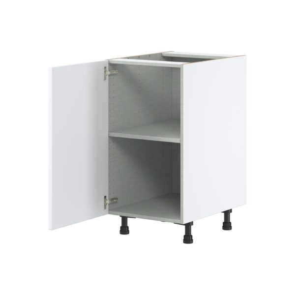 Lily Bright White  Slab Assembled Base Cabinet with a Full High Door (18 in. W x 34.5 in. H x 24 in. D)