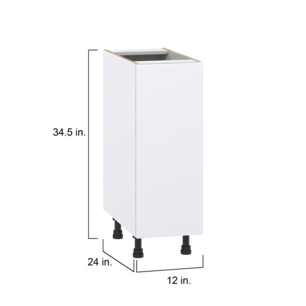 Lily Bright White  Slab Assembled Base Cabinet with a Full High Door (12 in. W x 34.5 in. H x 24 in. D)