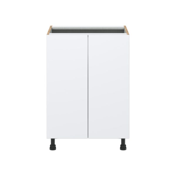 Lily Bright White  Slab Assembled Sink Base Cabinet with 2 Full High Doors (24 in. W X 34.5 in. H X 24 in. D)