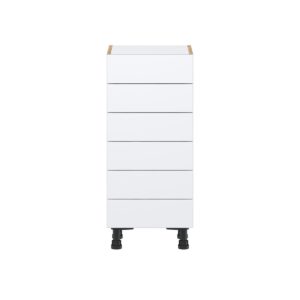 Lily Bright White  Slab Assembled Shallow Base Cabinet with 6 Drawers (15 in. W x 34.5 in. H x 14 in. D)