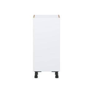 Lily Bright White  Slab Assembled Shallow Base Cabinet with a Full High Door and 3 Inner Drawers (15 in. W x 34.5 in. H x 14 in. D)