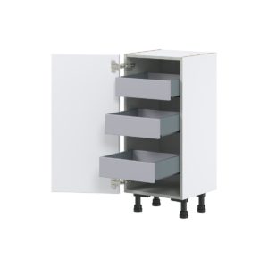 Lily Bright White  Slab Assembled Shallow Base Cabinet with a Full High Door and 3 Inner Drawers (15 in. W x 34.5 in. H x 14 in. D)