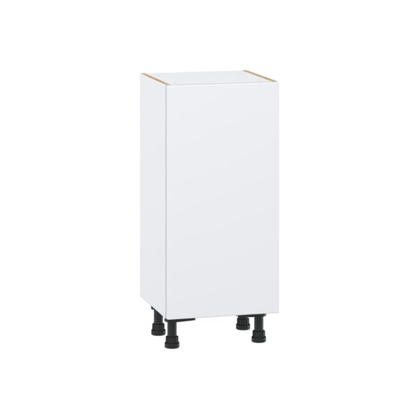 Lily Bright White  Slab Assembled Shallow Base Cabinet with a Full High Door and 3 Inner Drawers (15 in. W x 34.5 in. H x 14 in. D)