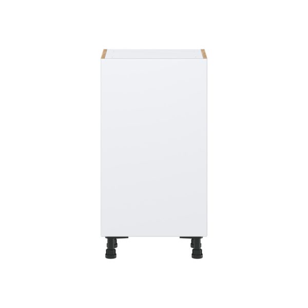 Lily Bright White  Slab Assembled Shallow Base Cabinet with a Full High Door and 3 Inner Drawers (18 in. W x 34.5 in. H x 14 in. D)