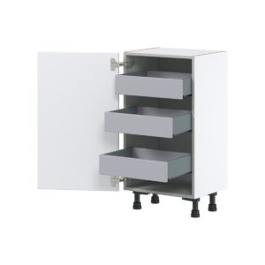 Lily Bright White  Slab Assembled Shallow Base Cabinet with a Full High Door and 3 Inner Drawers (18 in. W x 34.5 in. H x 14 in. D)