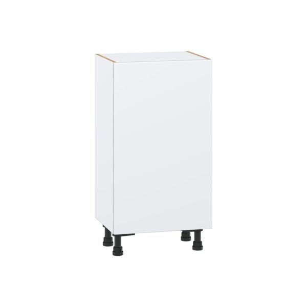 Lily Bright White  Slab Assembled Shallow Base Cabinet with a Full High Door and 3 Inner Drawers (18 in. W x 34.5 in. H x 14 in. D)