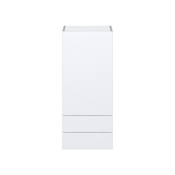 Lily Bright White  Slab Assembled Wall  Cabinet with a Door and Two 5 in. Drawers (15 in. W x 35 in. H x 14 in. D)