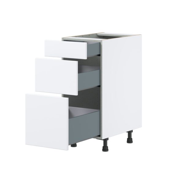 Lily Bright White  Slab Assembled Base Cabinet with 3 Drawers (15 in. W x 34.5 in. H x 24 in. D)