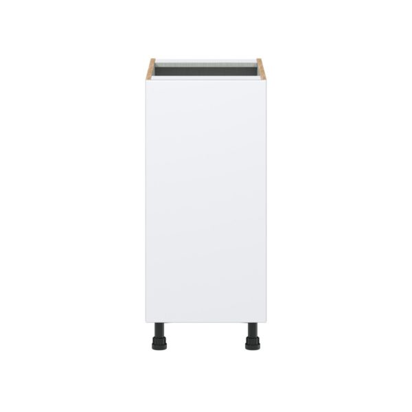 Lily Bright White  Slab Assembled Base Cabinet with a Full High Door and 3 Inner Drawers (15 in. W x 34.5 in. H x 24 in. D)