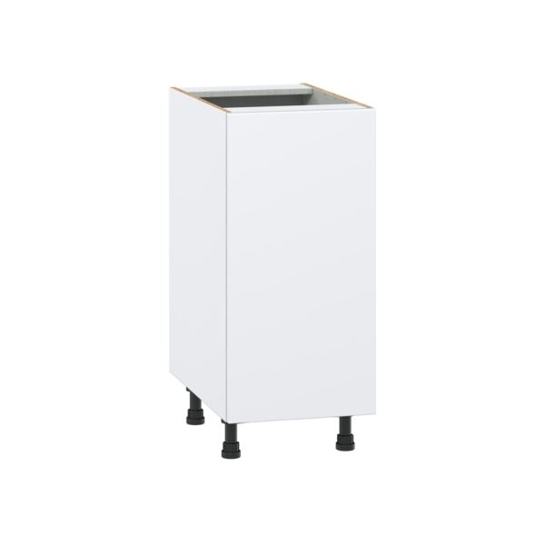 Lily Bright White  Slab Assembled Base Cabinet with a Full High Door and 3 Inner Drawers (15 in. W x 34.5 in. H x 24 in. D)