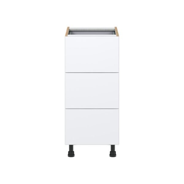 Lily Bright White  Slab Assembled Base Cabinet with Three 10 in. Drawers and 1 Inner Drawer (15 in. W x 34.5 in. H x 24 in. D)