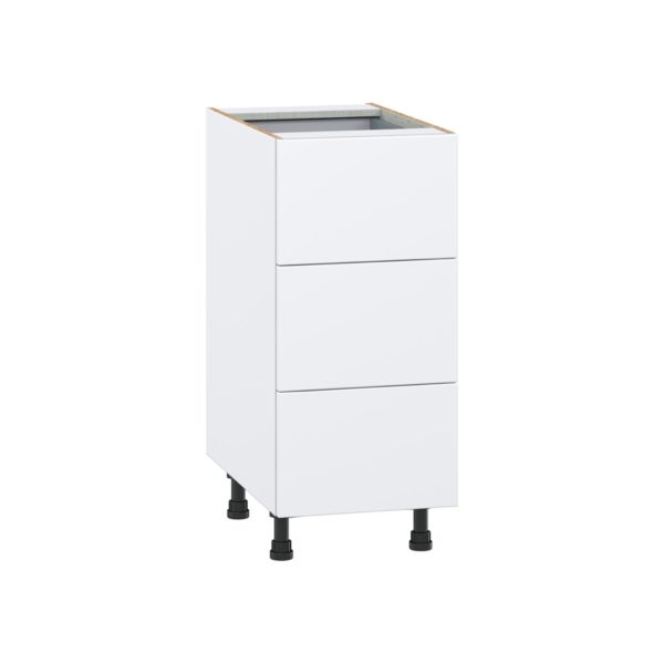 Lily Bright White  Slab Assembled Base Cabinet with Three 10 in. Drawers and 1 Inner Drawer (15 in. W x 34.5 in. H x 24 in. D)