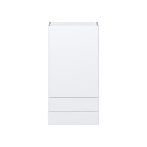 Lily Bright White  Slab Assembled Wall  Cabinet with a Door and Two 5 in. Drawers (18 in. W x 35 in. H x 14 in. D)