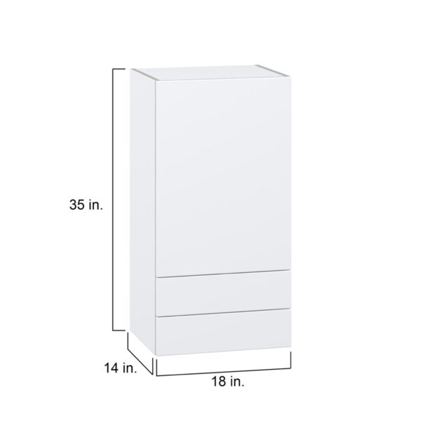 Lily Bright White  Slab Assembled Wall  Cabinet with a Door and Two 5 in. Drawers (18 in. W x 35 in. H x 14 in. D)