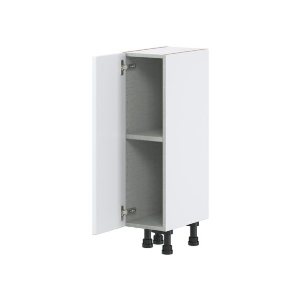 Lily Bright White  Slab Assembled Shallow Base Cabinet with a Full High Door (9 in. W x 34.5 in. H x 14 in. D)