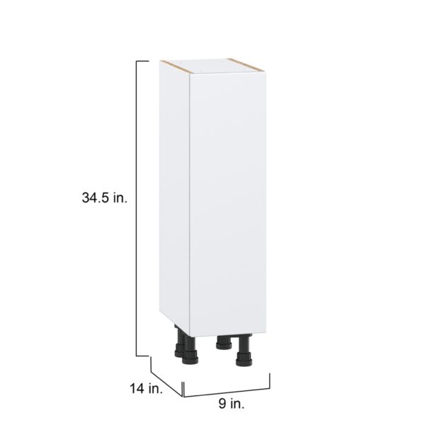 Lily Bright White  Slab Assembled Shallow Base Cabinet with a Full High Door (9 in. W x 34.5 in. H x 14 in. D)