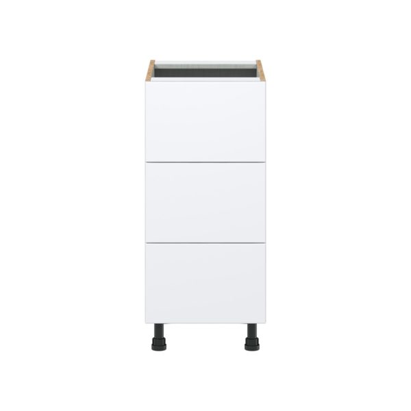 Lily Bright White  Slab Assembled Base Cabinet with Three 10 in. Drawers (15 in. W x 34.5 in. H x 24 in. D)