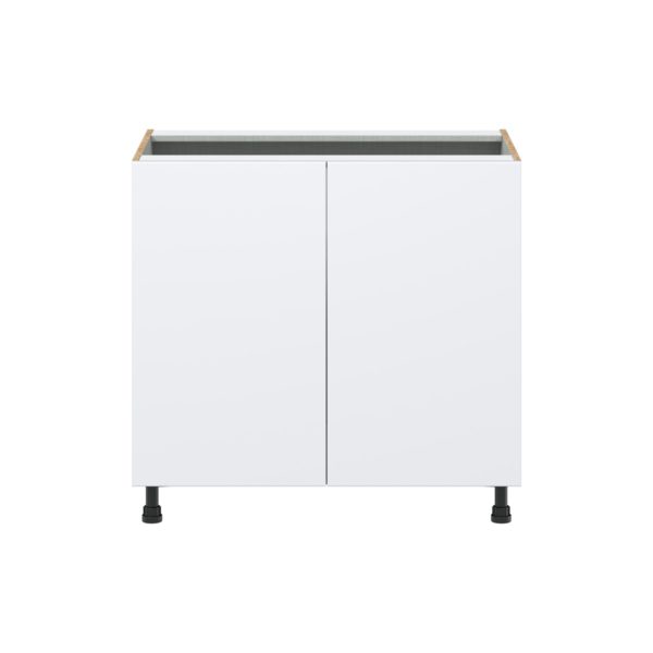 Lily Bright White  Slab Assembled Sink Base Cabinet with 2 Full High Doors (36 in. W x 34.5 in. H x 24 in. D)