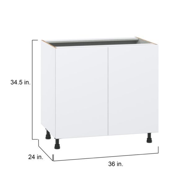 Lily Bright White  Slab Assembled Sink Base Cabinet with 2 Full High Doors (36 in. W x 34.5 in. H x 24 in. D)