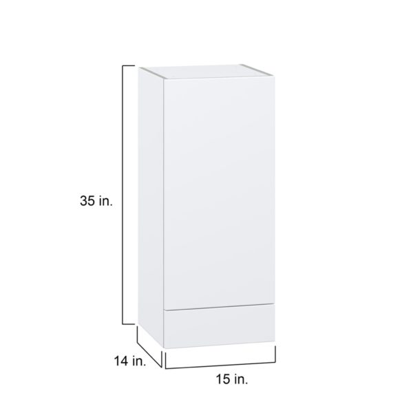 Lily Bright White  Slab Assembled Wall  Cabinet with a Door and a 5 in. Drawer (15 in. W x 35 in. H x 14 in. D)