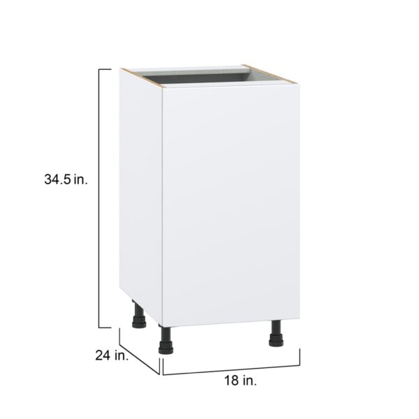 Lily Bright White  Slab Assembled Base Cabinet with a Full High Door and 3 Inner Drawers (18 in. W x 34.5 in. H x 24 in. D)