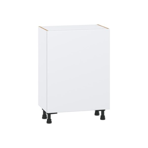 Lily Bright White  Slab Assembled Shallow Base Cabinet with a Full High Door and 3 Inner Drawers (24 in. W x 34.5 in. H x 14 in. D)