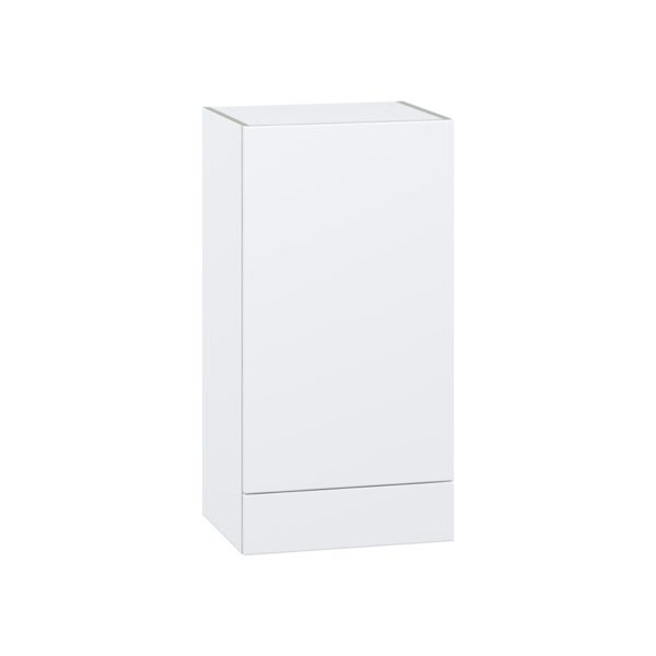 Lily Bright White  Slab Assembled Wall  Cabinet with a Door and a 5 in. Drawer (18 in. W x 35 in. H x 14 in. D)