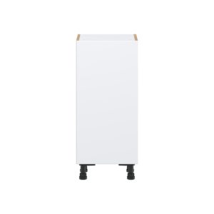 Lily Bright White  Slab Assembled Shallow Base Cabinet with a Full High Door (15 in. W x 34.5 in. H x 14 in. D)