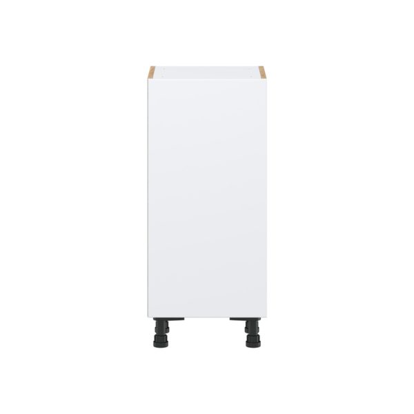 Lily Bright White  Slab Assembled Shallow Base Cabinet with a Full High Door (15 in. W x 34.5 in. H x 14 in. D)