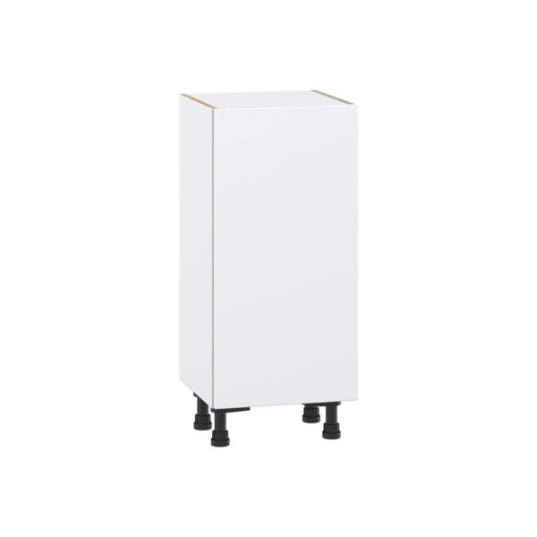 Lily Bright White  Slab Assembled Shallow Base Cabinet with a Full High Door (15 in. W x 34.5 in. H x 14 in. D)