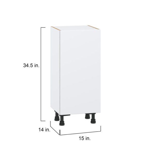 Lily Bright White  Slab Assembled Shallow Base Cabinet with a Full High Door (15 in. W x 34.5 in. H x 14 in. D)