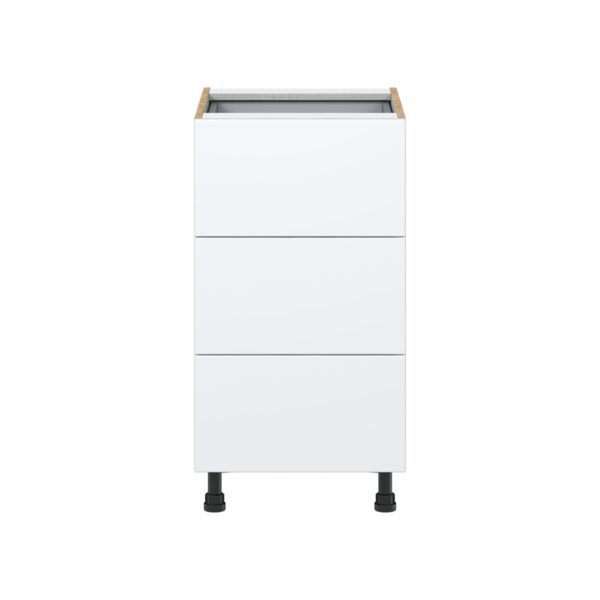 Lily Bright White  Slab Assembled Base Cabinet with Three 10 in. Drawers and 1 Inner Drawer (18 in. W x 34.5 in. H x 24 in. D)