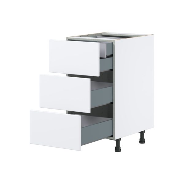 Lily Bright White  Slab Assembled Base Cabinet with Three 10 in. Drawers and 1 Inner Drawer (18 in. W x 34.5 in. H x 24 in. D)