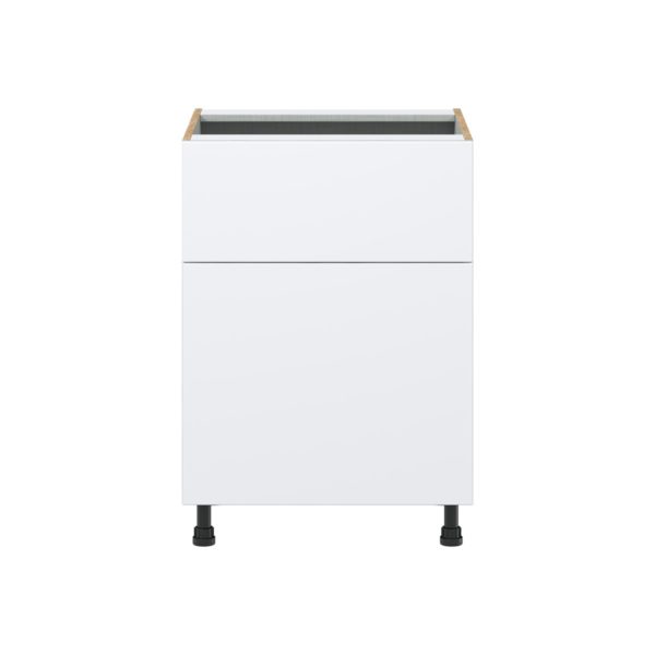 Lily Bright White  Slab Assembled Base Cabinet with 1 Door and 10 in. Drawer (24 in. W x 34.5 in. H x 24 in. D)