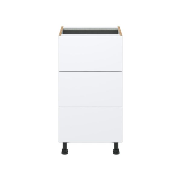 Lily Bright White  Slab Assembled Base Cabinet with Three 10 in. Drawers (18 in. W x 34.5 in. H x 24 in. D)