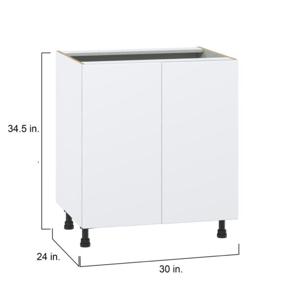 Lily Bright White  Slab Assembled Sink Base Cabinet with 2 Full High Doors (30 in. W x 34.5 in. H x 24 in.D)