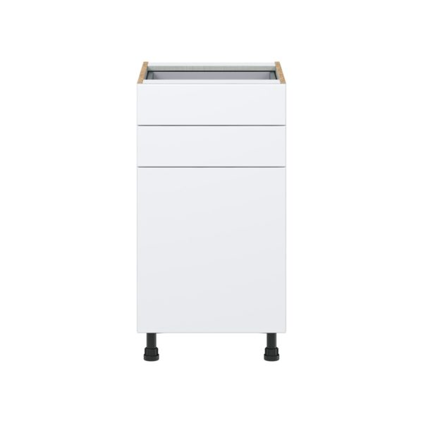 Lily Bright White  Slab Assembled Base Cabinet with 1 Door and Two 5 in. Drawers (18 in. W x 34.5 in. H x 24 in. D)