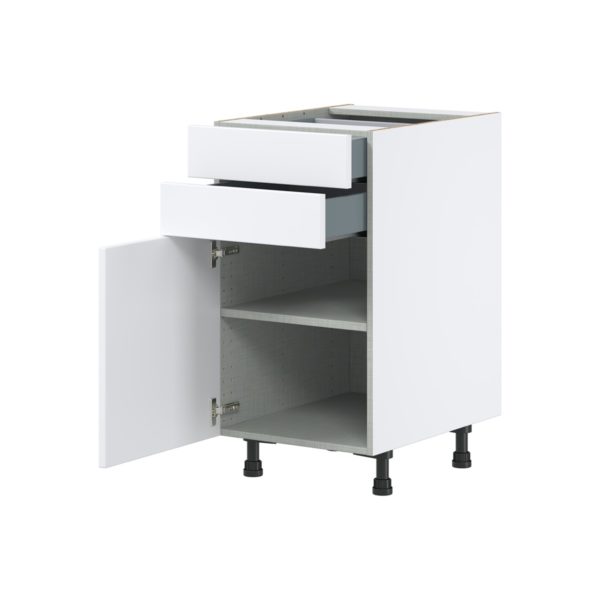 Lily Bright White  Slab Assembled Base Cabinet with 1 Door and Two 5 in. Drawers (18 in. W x 34.5 in. H x 24 in. D)